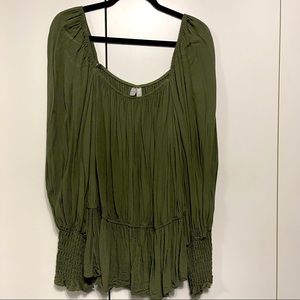 ASOS Curve olive Green Top with Smocked bodice Size 16W